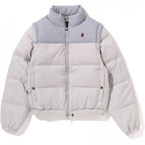 Women Bape Detachable Down Jacket Jackets Grey USA | LG6237127