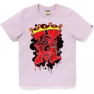 Women Bape Graffiti Wgm Tee T Shirts Purple USA | YD3257327