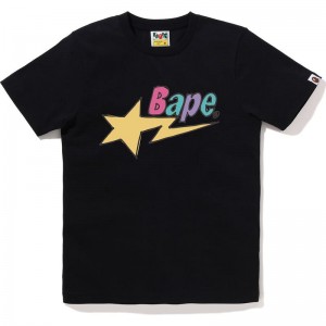 Women Bape Hand Draw Sta Logo Tee T Shirts Black USA | OC1597657