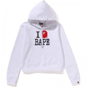 Women Bape I Love Pullover Hoodie Hoodie White USA | FS0446046