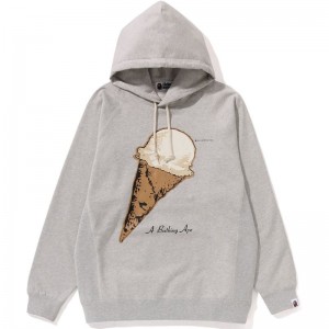 Women Bape Ice Cream Oversized Pullover Hoodie Hoodie White USA | PY3915595