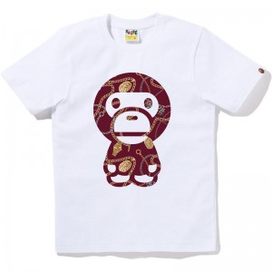 Women Bape Jewels Big Baby Milo Tee T Shirts White USA | KK0165515