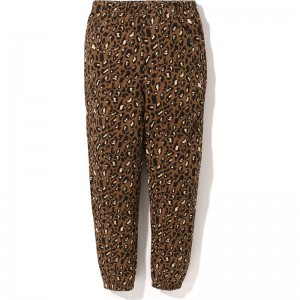 Women Bape Leopard Oversized Sweat Pants Pants Beige USA | DA7085605