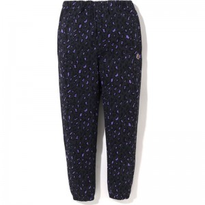 Women Bape Leopard Oversized Sweat Pants Pants Black USA | CN9181511