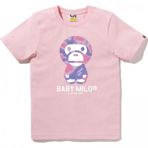 Women Bape Liquid Camo Baby Milo Tee T Shirts Pink Purple USA | QE0935995