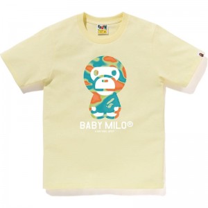 Women Bape Liquid Camo Baby Milo Tee T Shirts Yellow Green USA | FM0545955