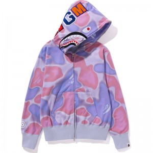 Women Bape Liquid Camo Shark Full Zip Hoodie Wide Fit Hoodie Purple USA | YK3695565