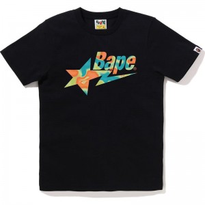 Women Bape Liquid Camo Sta Logo Tee T Shirts Black Green USA | EZ0756376