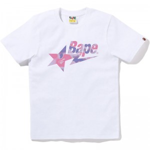 Women Bape Liquid Camo Sta Logo Tee T Shirts White Purple USA | BT1380830