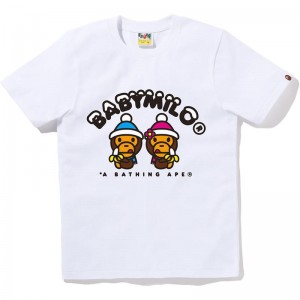 Women Bape Milo & Lisa Eating Banana Winter Tee T Shirts White USA | TU3894284