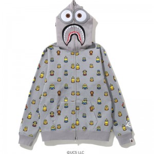 Women Bape Minions Shark Full Zip Hoodie Hoodie Grey USA | QB7762772