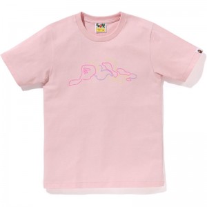 Women Bape Neon Camo Tee T Shirts Pink USA | FU5224724