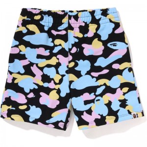 Women Bape New Multi Camo Oversized Sweat Shorts Shorts Black USA | BV5859389