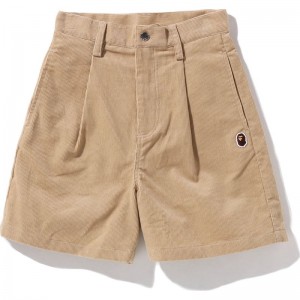 Women Bape One Point Corduroy Shorts Shorts Beige USA | PM8029209