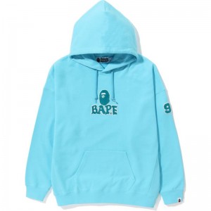 Women Bape Patched Oversized Pullover Hoodie Hoodie Sax USA | CI1343633