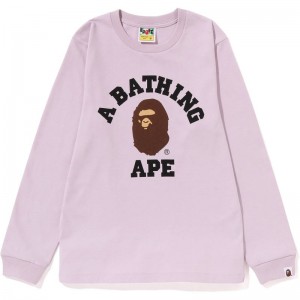 Women Bape Pigment College L/S Tee T Shirts Purple USA | BL5057107