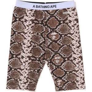 Women Bape Snake Pattern Biker Shorts Shorts Beige USA | FR2476946