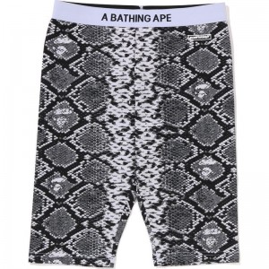 Women Bape Snake Pattern Biker Shorts Shorts Grey USA | JJ8468948