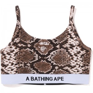 Women Bape Snake Pattern Sport Bra Underwear Beige USA | JW0732072