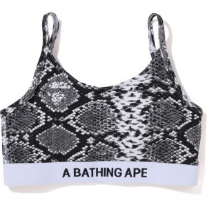 Women Bape Snake Pattern Sport Bra Underwear Grey USA | TL0052002