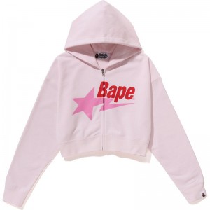 Women Bape Sta Cropped Zip Hoodie Hoodie Blue USA | RV4620060