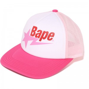 Women Bape Sta Mesh Cap Caps Pink USA | RP3573153