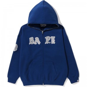 Women Bape Studded Oversized Full Zip Hoodie Hoodie Blue USA | FP7899089