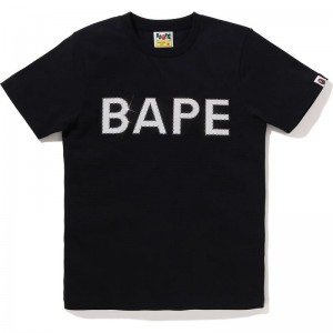 Women Bape Swarovski Tee T Shirts Black USA | DD9833583