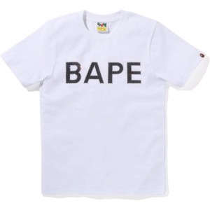 Women Bape Swarovski Tee T Shirts White USA | WQ6546056