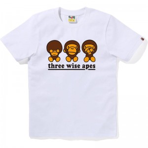 Women Bape Three Wise Milo Tee T Shirts White USA | AF9661561