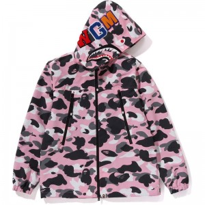 Women Bape Warm Up Camo Shark Hoodie Jacket Hoodie Pink USA | NV8061201