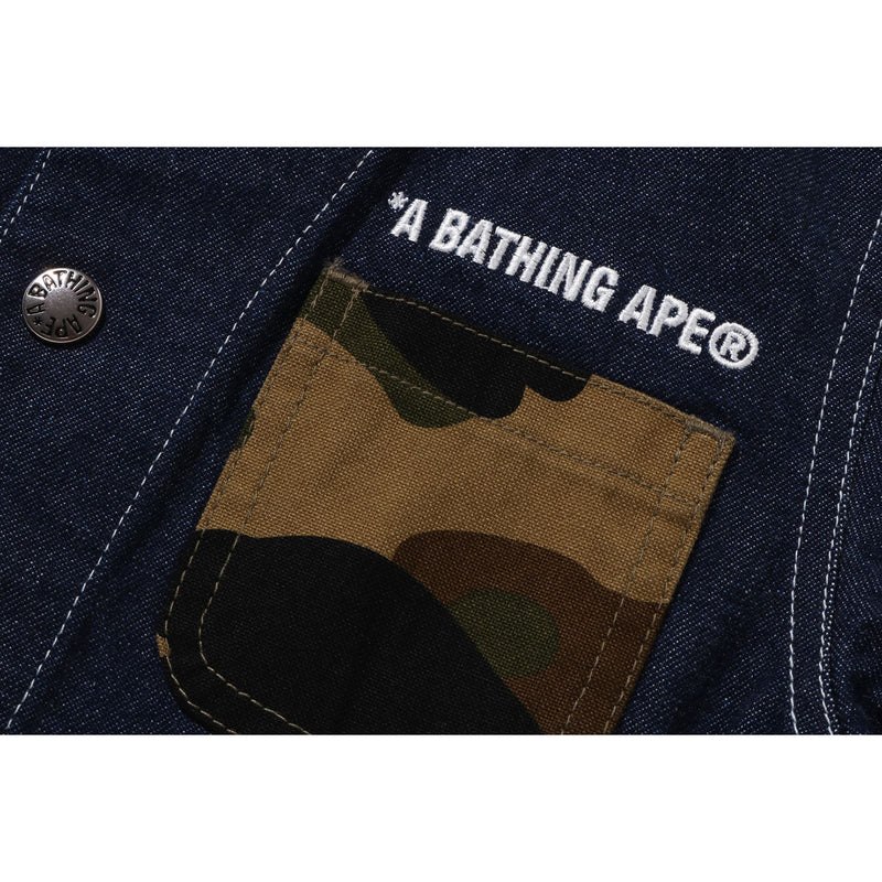 Kids' Bape 1st Camo Pocket Denim Coverall Jacket Jackets Indigo USA | GA7090200