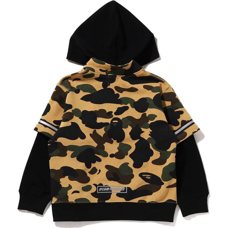 Kids' Bape 1st Camo Racing Layered Pullover Hoodie Hoodie Yellow USA | PA1989299