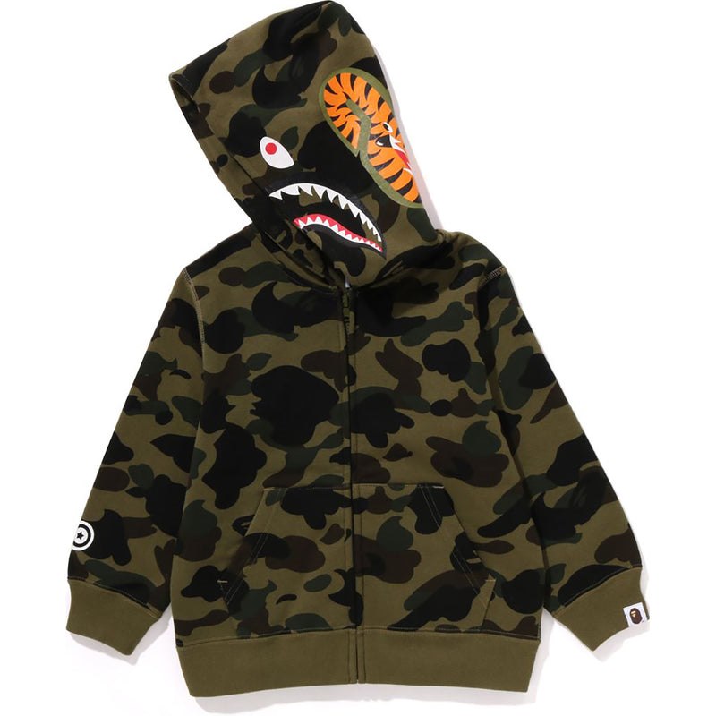 Kids' Bape 1st Camo Shark Zip Hoodie Hoodie Green USA | IF7426546