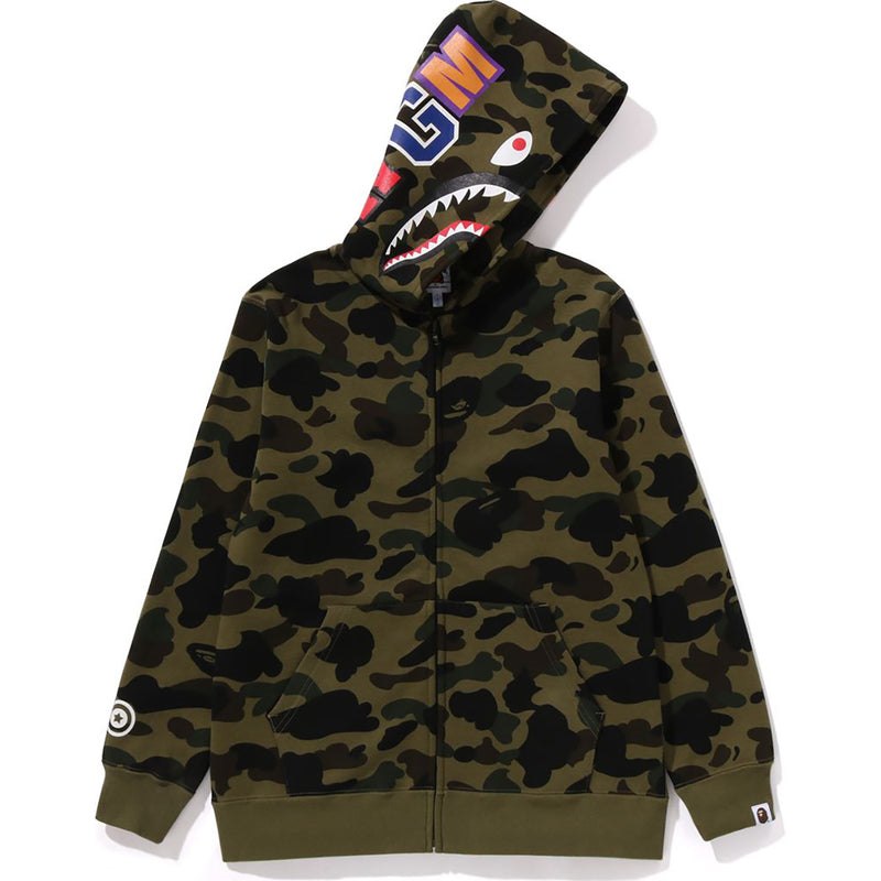 Kids\' Bape 1st Camo Shark Zip Hoodie Jr Hoodie Green USA | KR4053003