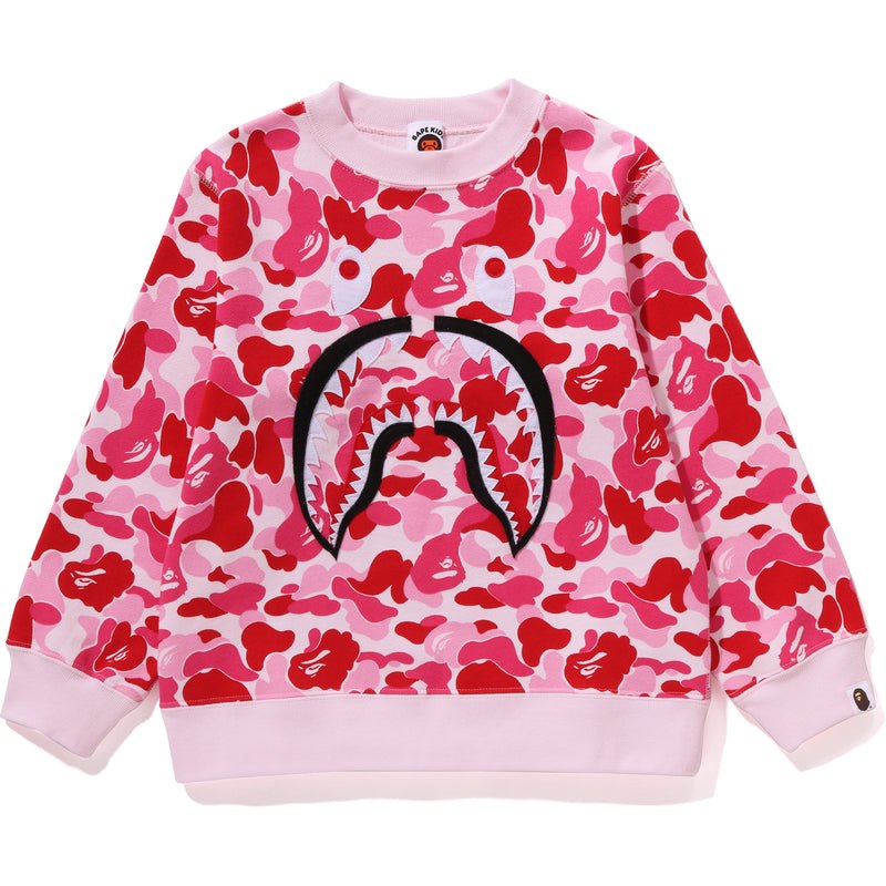 Kids\' Bape Abc Camo Shark Patch Crewneck Sweatshirts Pink USA | OM8619469