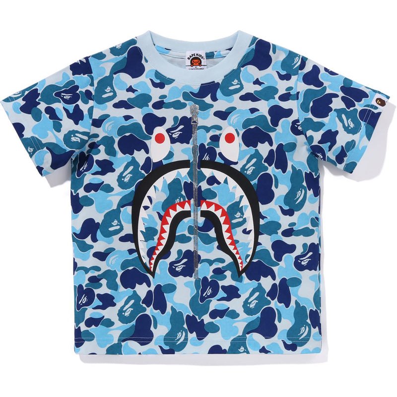 Kids\' Bape Abc Camo Shark Tee Cut And Sewn Blue USA | JT6192312