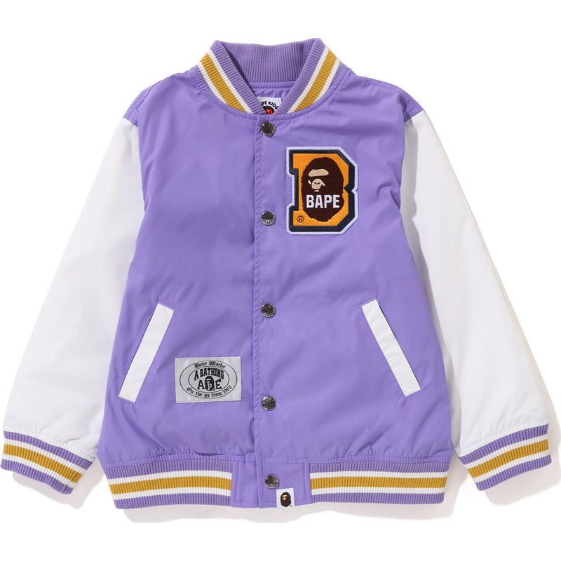 Kids\' Bape Ape Head B Patch Varsity Jacket Jackets Purple USA | DK6848488