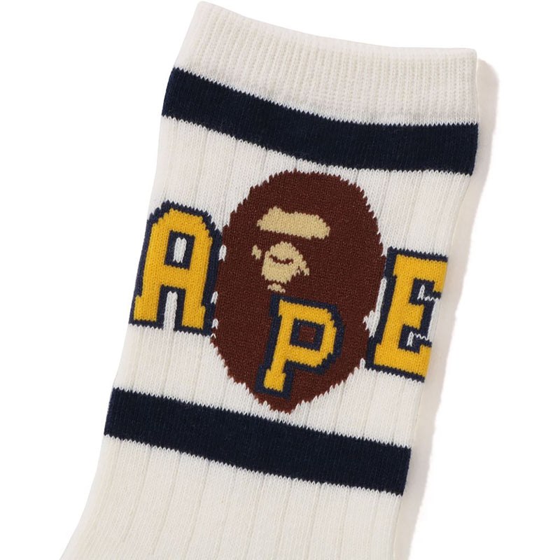 Kids' Bape Ape Head Line Rib Socks Socks White USA | YH5325435