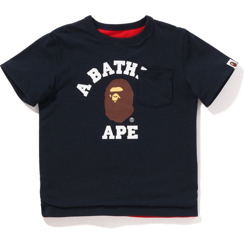 Kids\' Bape Baby Milo College Reversible Tee Cut And Sewn Navy USA | DB6771971