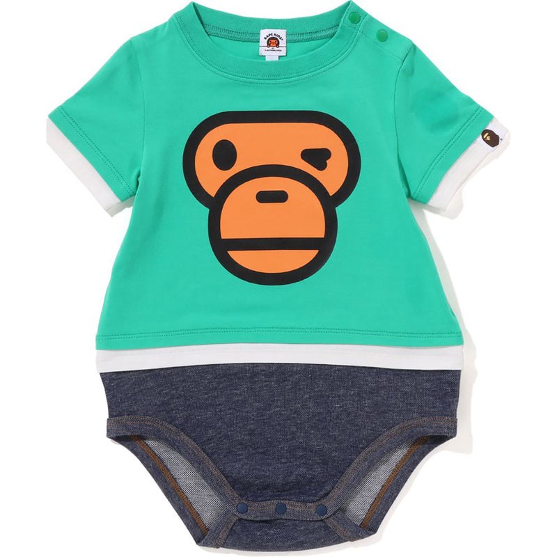 Kids\' Bape Baby Milo Face Layered Bodysuit Underwear Green USA | CN2143813