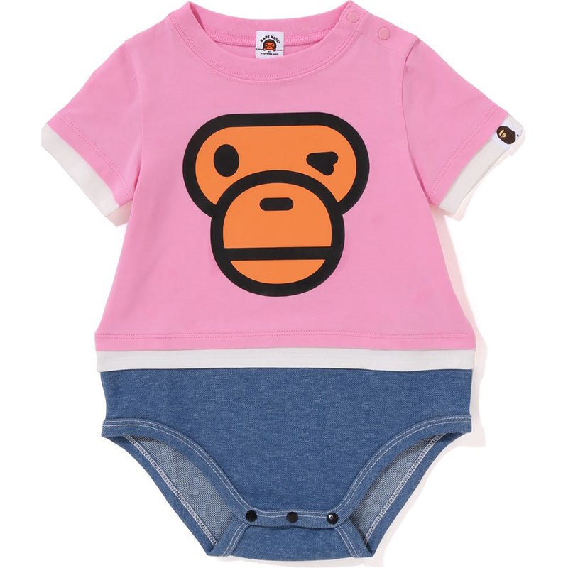 Kids\' Bape Baby Milo Face Layered Bodysuit Underwear Pink USA | TU8429449