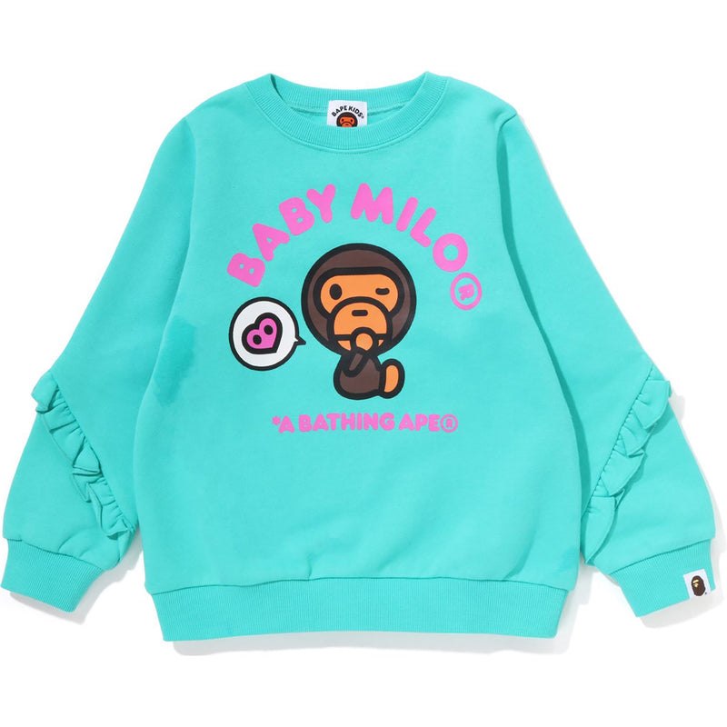 Kids\' Bape Baby Milo Heart Frill Crewneck Sweatshirts Green USA | UE9807287