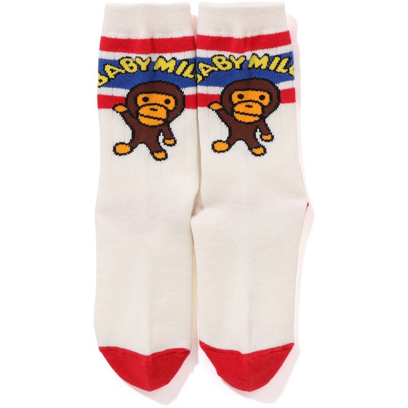 Kids' Bape Baby Milo Line Rib Socks Socks White USA | TI0522652