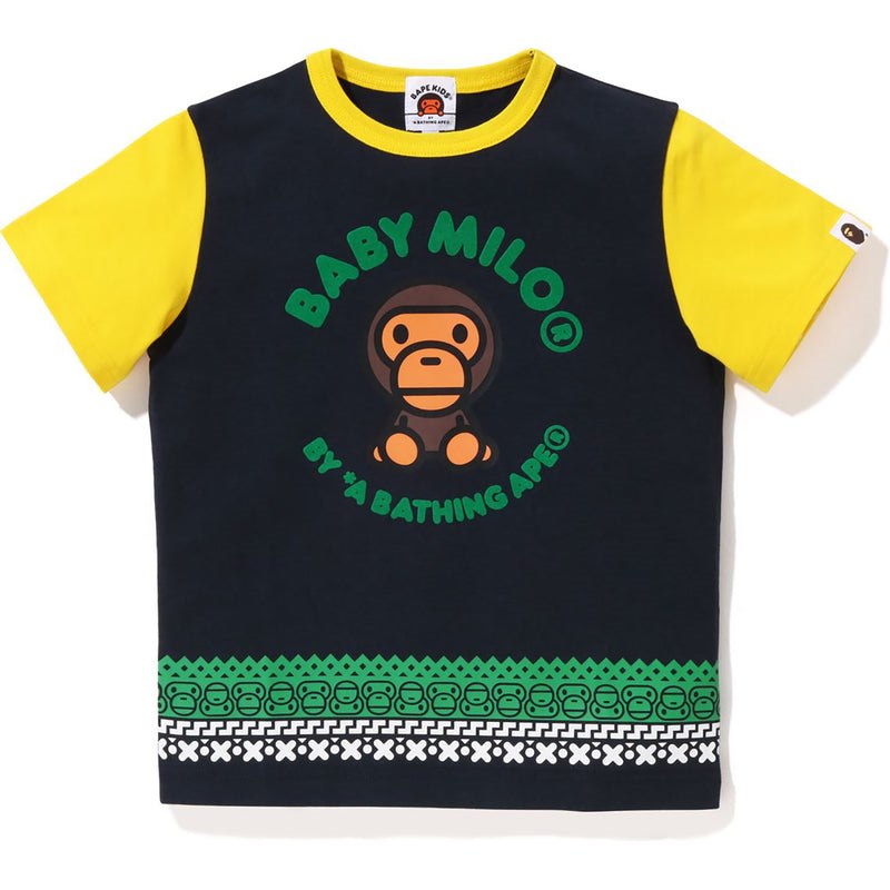 Kids\' Bape Baby Milo Nordic Print Tee Cut And Sewn Navy USA | NC9160810