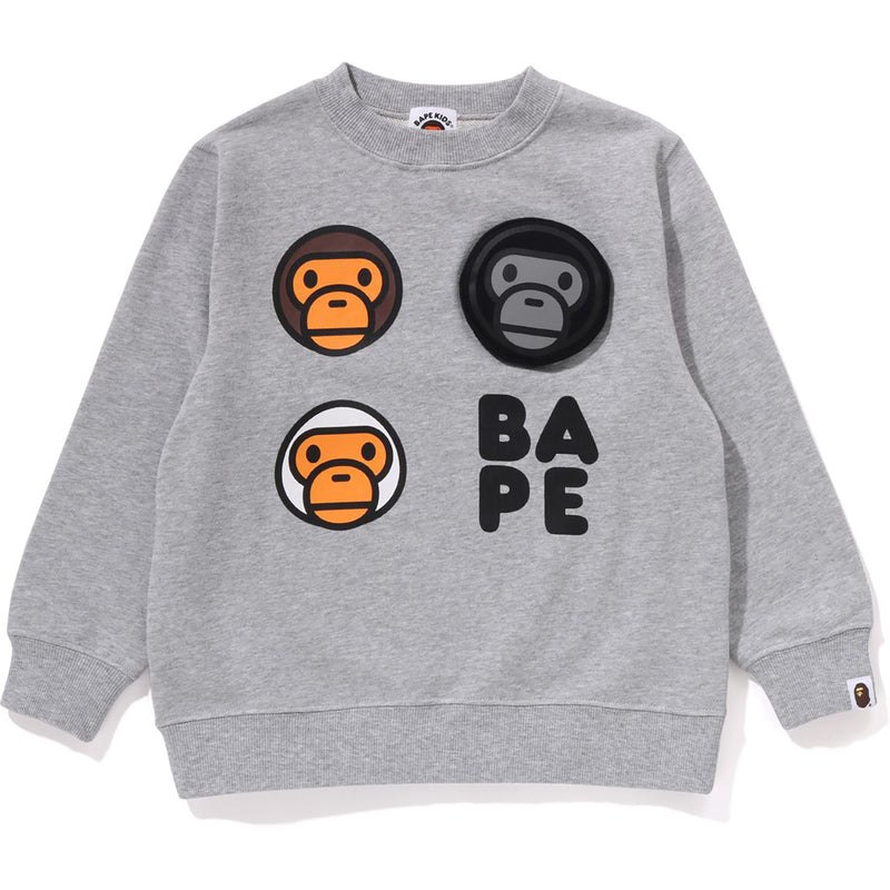 Kids\' Bape Baby Milo Patch Crewneck Sweatshirts Grey USA | SE2136116