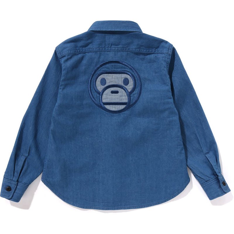 Kids' Bape Baby Milo Patch Denim Shirt Shirts Indigo USA | RE2860280