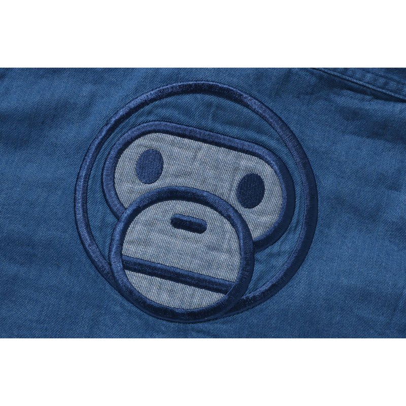 Kids' Bape Baby Milo Patch Denim Shirt Shirts Indigo USA | RE2860280