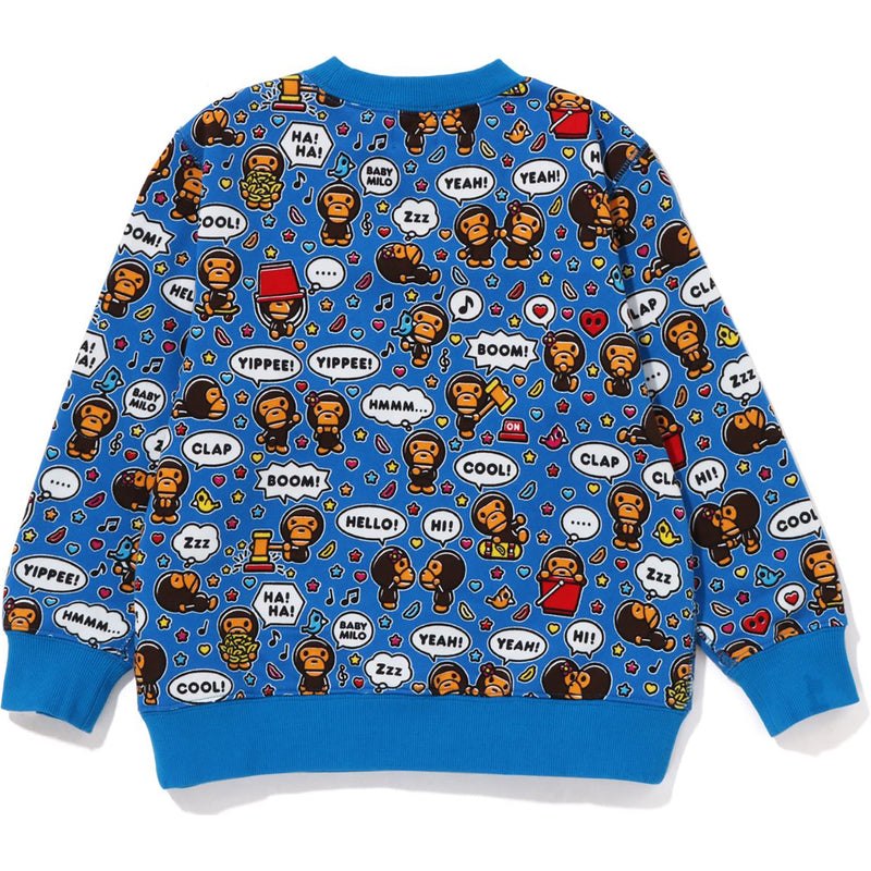 Kids' Bape Baby Milo Speech Balloon Crewneck Sweatshirts Blue USA | ES3613463