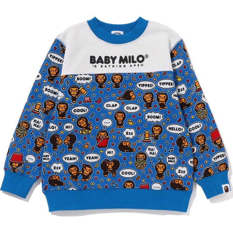 Kids\' Bape Baby Milo Speech Balloon Crewneck Sweatshirts Blue USA | ES3613463